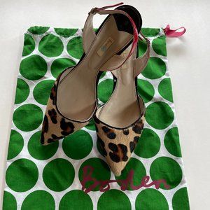 Boden Slingback Kitten Low Heels Pointed Toe Calf Hair Red-Strap Sz